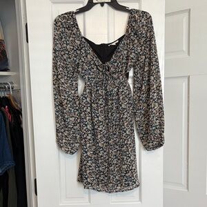 La Hearts Black Floral Long Sleeve Dress